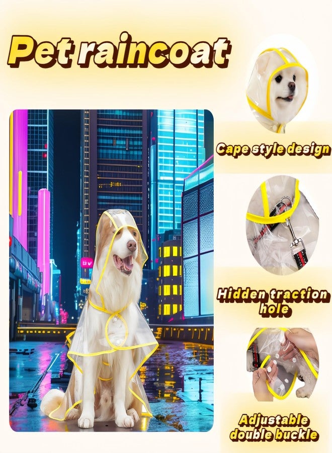RyanDesign Clear Dog Raincoat, Transparent PVC Cape Style Pet Rain Jacket with Hidden Leash Hole, Adjustable Double Buckle for Small Dogs (Yellow, Medium) - Image 2